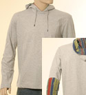 Boss Mens Light Grey Hooded Sweatshirt with Multi-Coloured Lining - Orange Label