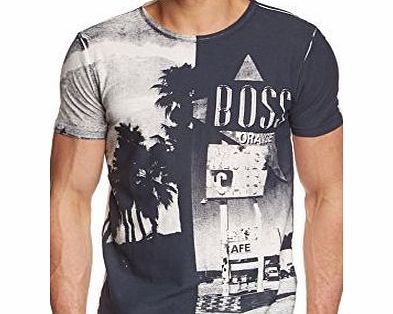 Boss Orange  Mens Twig 2 Crew Neck Short Sleeve T-Shirt, Beige (Natural 101), Large (Manufacturer size: L)