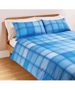 Boston Check Kingsize Duvet Cover Set - Blue