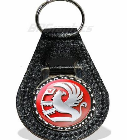 BPGraphics Real Leather Vauxhall Emblem Car Keyring, Auto Gift Idea.