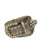 Brambilla Jeweled Gunmetal Leather Mesh Western-style Belt