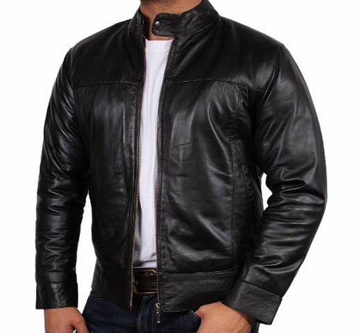 Brandslock Mens Leather Biker Jacket Black Vintage Look Biker Style Crinkle Retro BNWT (3XL)