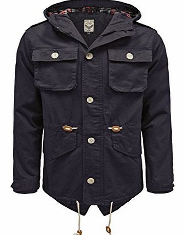 Brave Soul MENS BRAVE SOUL NEW MILITARY TARTAN HOODED PARKA COTTON FISHTAIL JACKET COAT