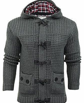 Brave Soul Mens Cardigan Jumper Hoodie Brave Soul Sherlock Hooded Tartan Lined Hood