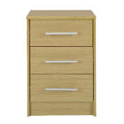 Brisbane 3 drawer Bedside Table, Light Oak