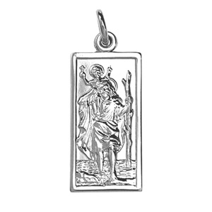 British Jewellery Workshops Sterling Silver Pendant St Christopher rectangular