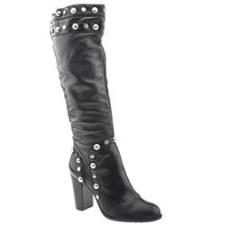 Female Campus Stud Knee Leather Upper in Black, Dark Brown