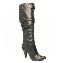 Female Gioia Zip Knee Leather Upper in Black, Green