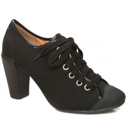 Female Kris Lace Up Pump Fabric Upper in Black