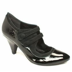 Female Nazza Dbl Button Bar Patent Upper Back To School in Black