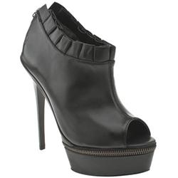 Female Specter Peep Frill Shoeboot Leather Upper in Black