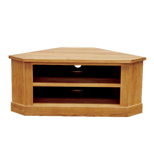 Contemporary Oak Low Corner TV Cabinet