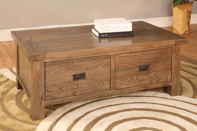 Brooklyn Rustic Oak 2 Drawer Coffee Table