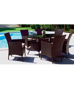 6 Seater Wicker Effect Patio Set