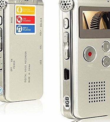 Btopllc Multifunctional Digital Audio Voice Recorder, Rechargeable Dictaphone with Mini USB Port, MP3 Music Player(Silver)