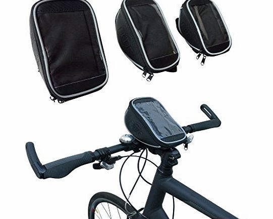 BTR Handlebar Bike Bag Pannier with Mobile Phone Holder with Clear PVC Screen - Water Resistant - Black