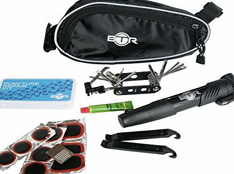 BTR Large Corner Frame Pannier Bicycle Bike Bag with Tyre Puncture Repair Kit, 14-in-1 Multi-Function Tool and Bike Mini Pump