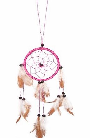 Buddhastyle Around 45 Modells Dreamcatcher Dream Catcher Indian Style Kids Children Handmade Fair Trade (Ca 30cm x 6cm Pink Brown Feather DP)