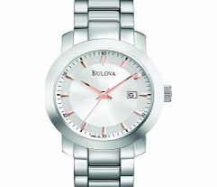 Bulova Mens All Silver Dress Watch