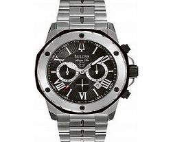 Bulova Mens Marine Star Black Steel Chronograph