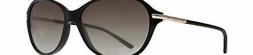 Burberry BE4124 Round Slim Arm Sunglasses, Black