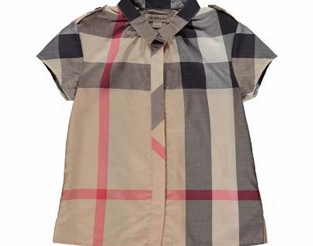 Burberry Tartan collar blouse Beige `4 years,5 years,6