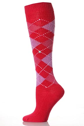 Burlington Ladies 1 Pair Burlington Original Extra Soft Argyle Knee High In 10 Colours Navy / Grey