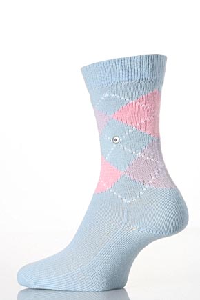 Burlington Ladies 1 Pair Burlington Original Extra Soft Argyle Sock In 19 Colours Cream / Dark Lilac