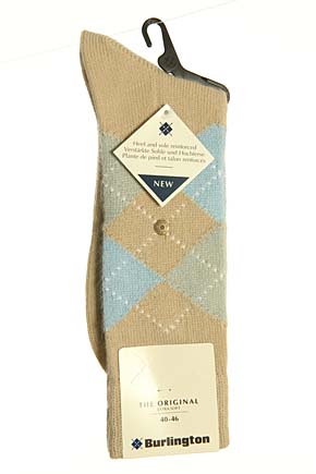 Burlington Mens 1 Pair Burlington Original Extra Soft Argyle Sock Denim