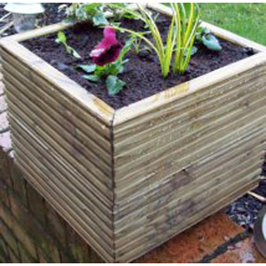 burns Square Wooden Planter Oak