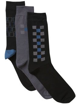 3Pk Black And Teal Geo Sock