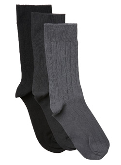 3Pk Grey Design Socks