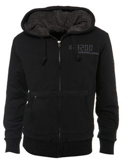 Black and#39;Engineeredand39; Faux Fur-Lined Zip Thru Hoodie