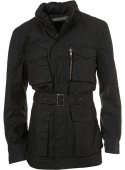 Black Coated Cotton 4 Pocket Jacket