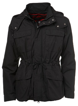 Black Cotton Poplin Parka Jacket