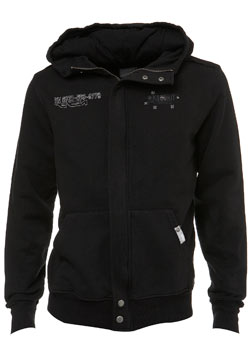 Black Embroided Print Hoodie