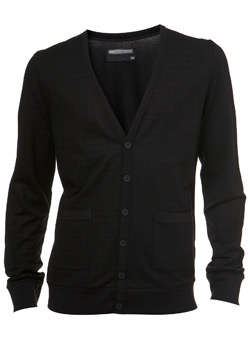 Black Pique Check Cardigan