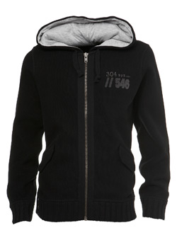 Black Ribbed Hoodie Jacket
