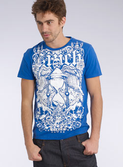 Blue Cinch Skull Printed T-Shirt