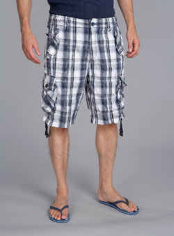 Burton Blue Madras Check Cargo Short