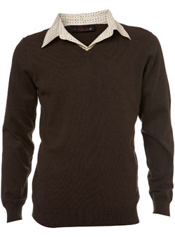 Brown 2in1 Shirt V-Neck