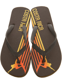 Brown Costa Rica Print Textured Flip Flops