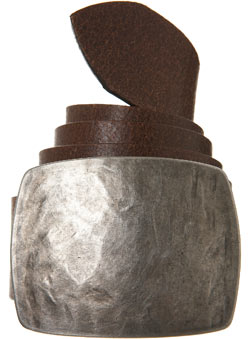 Burton Brown Leather Belt With Hammered Plate Belt