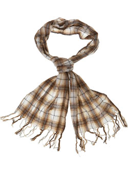 Brown Shirt Check Crinkle Scarf