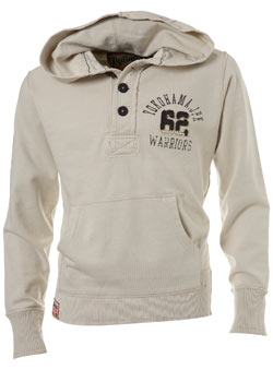 Cream Button Neck Hood