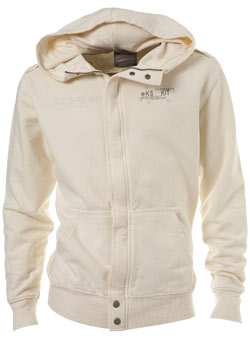 Cream Embroided Print Zip Thru