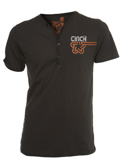 Faded Black Cinch Y Neck T-Shirt