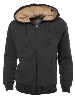 Grey and#39;Engineeredand39; Faux Fur-Lined Zip Thru Hoodie