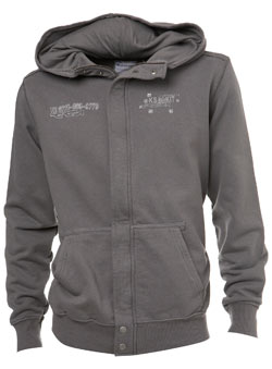 Grey Embroided Print Zip Thru