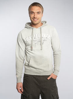 Grey Hooded Printed Sweatshirt